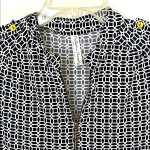 Black & White Geometric Sleeveless Women's Top by PerSeption Concept, size XL